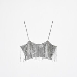 Silver Chain Fringe Crop Top